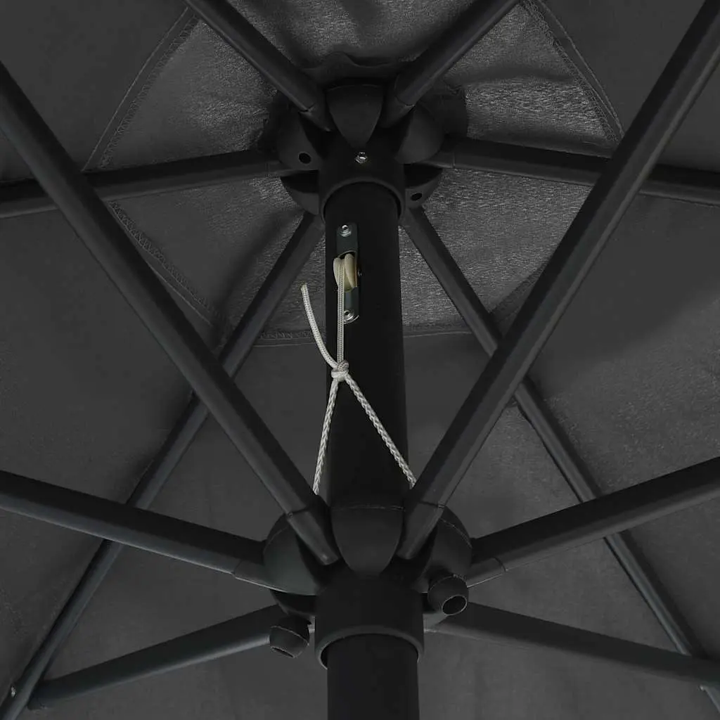 Garden Parasol Anthracite 270 cm UV Protective Polyester with Crank Mechanism and Solar LED Lights
