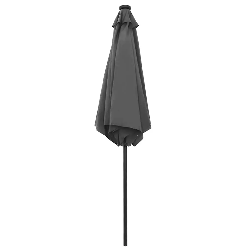 Garden Parasol Anthracite 270 cm UV Protective Polyester with Crank Mechanism and Solar LED Lights