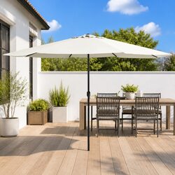 Garden Parasol Outdoor Umbrella 390cm Sun Shade Crank Mechanism White
