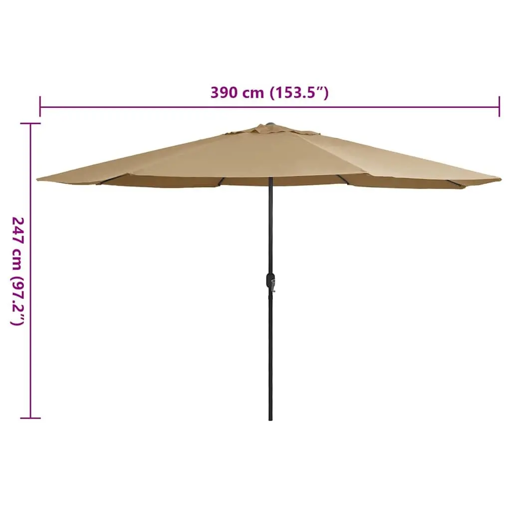 Garden Parasol Taupe 390cm UV Protective Polyester Cover Crank Mechanism