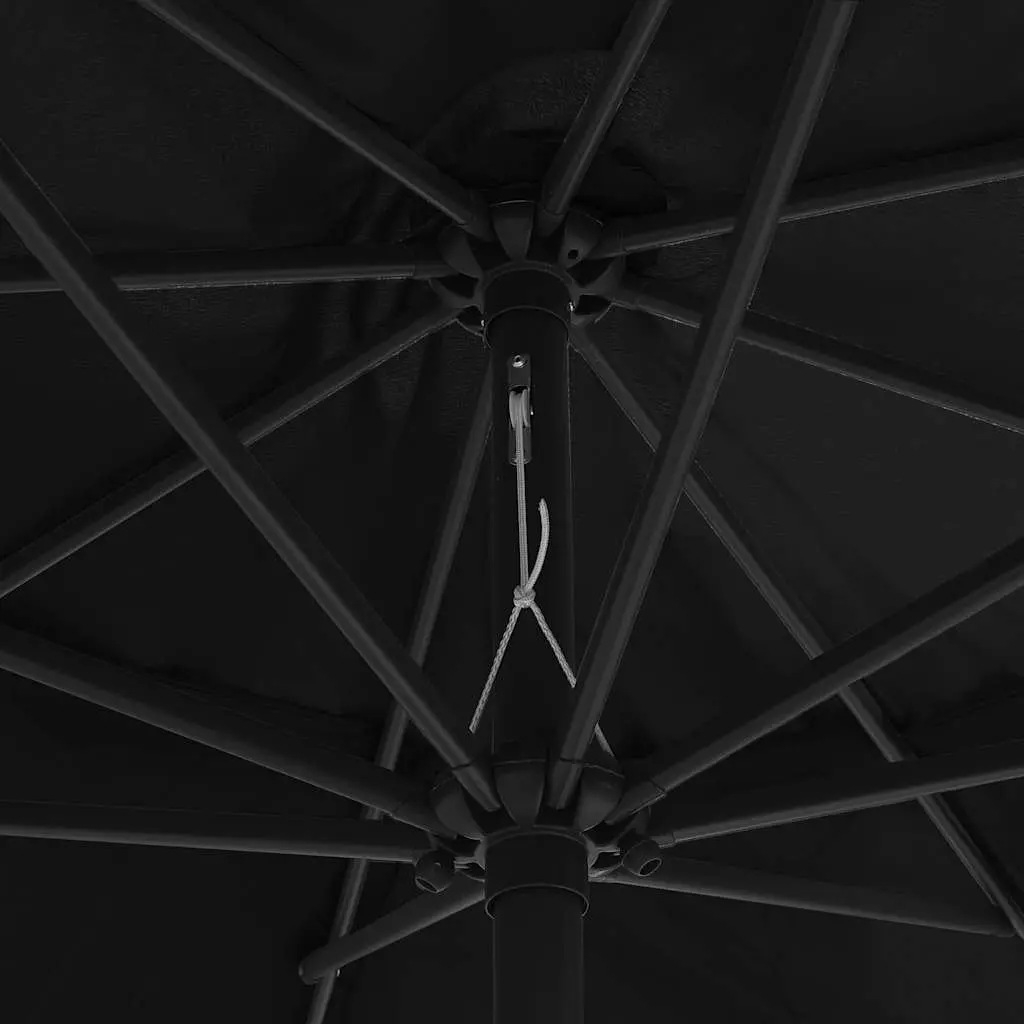 Garden Parasol Black 390cm Crank Opening Metal Pole