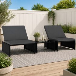 Compact Reclining Garden Chair Set with Coffee Table