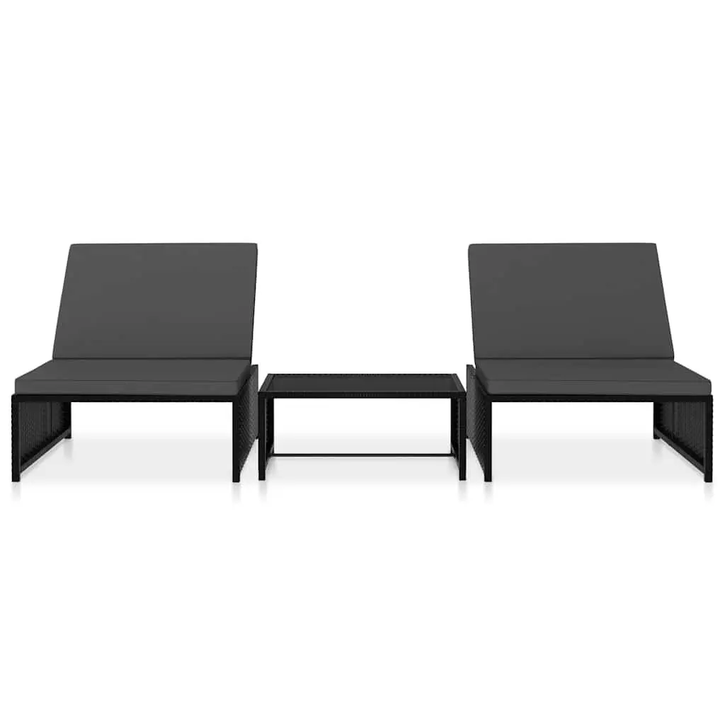 Reclining Garden Chair Set with Coffee Table