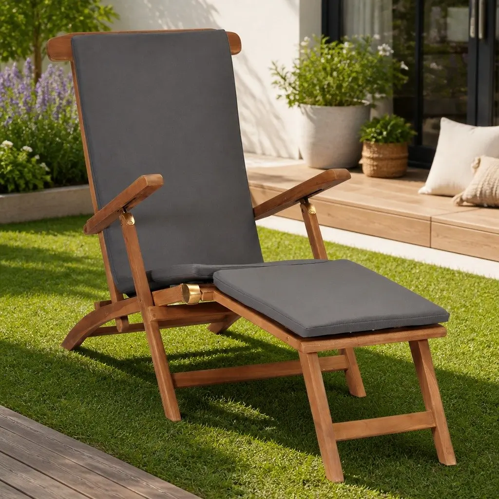 Grey Sun Lounger with Cushioned Comfort