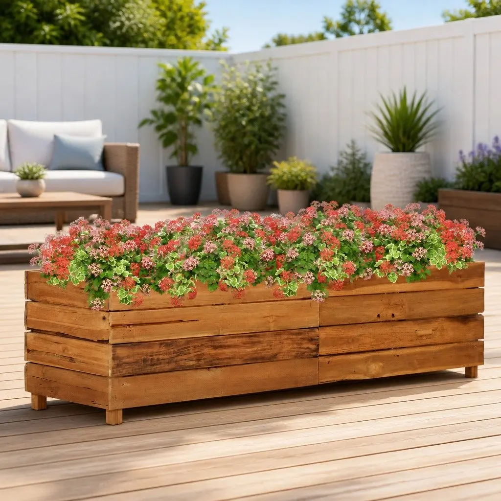 Raised Garden Bed Planter Brown 150x40x38cm Recycled Teak Wood with Steel Legs