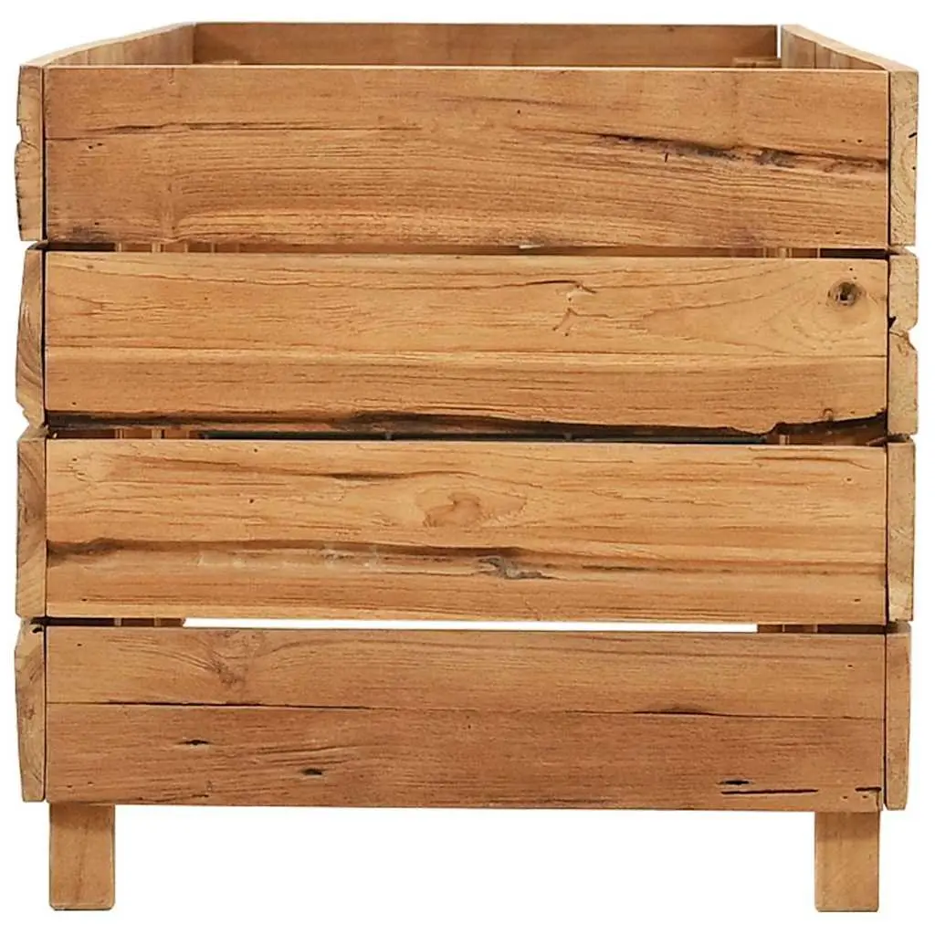 Raised Garden Bed Planter Brown 150x40x38cm Recycled Teak Wood with Steel Legs
