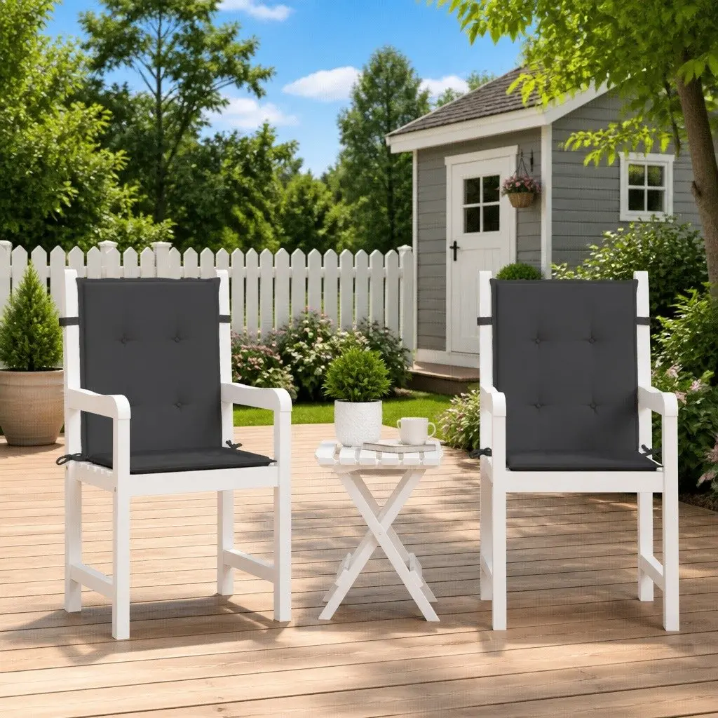 Lowback Chair Cushions Anthracite 2 pcs Oxford Fabric Outdoor Seat
