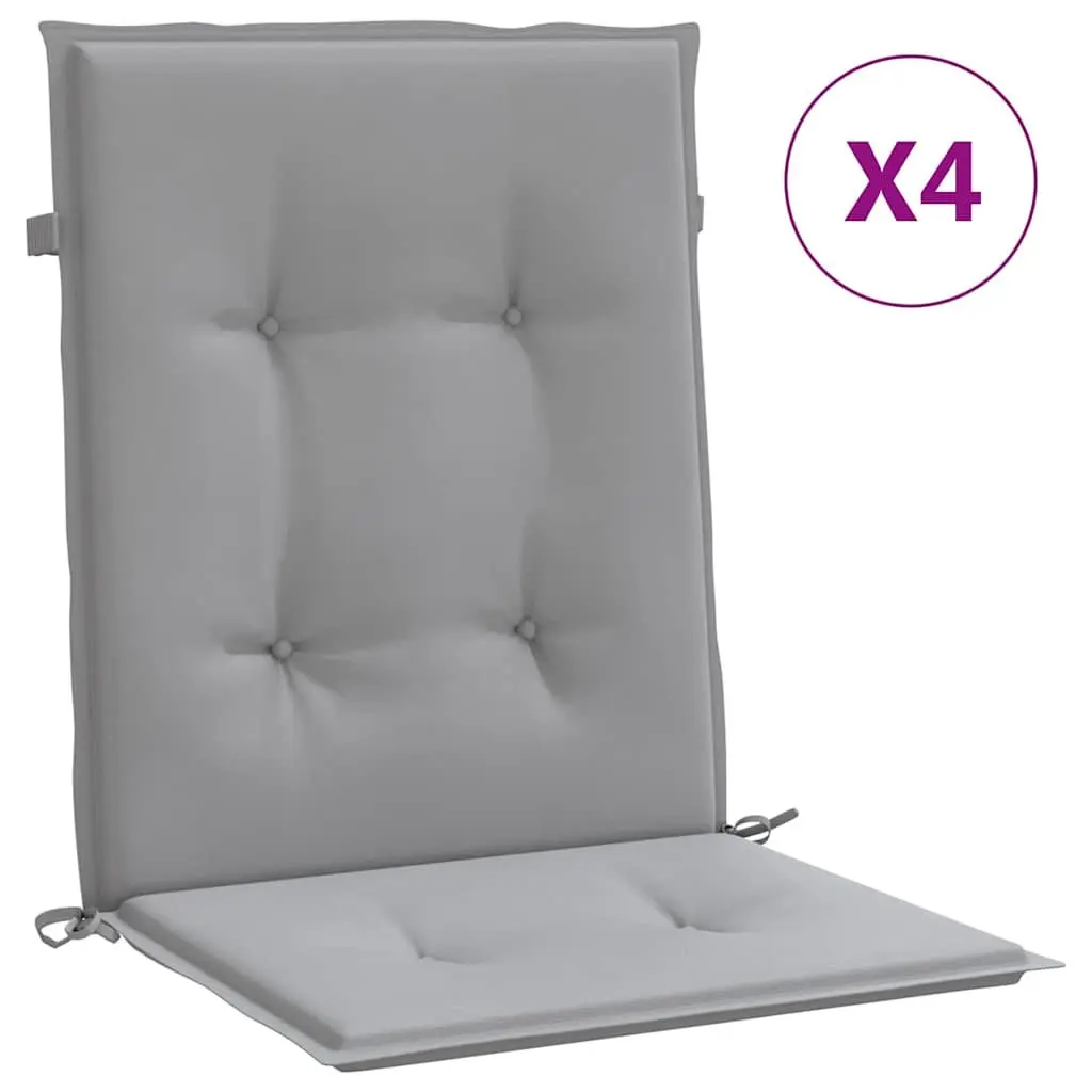 Lowback Chair Cushions Grey Oxford Fabric 4 Piece Outdoor Patio Seat Pad