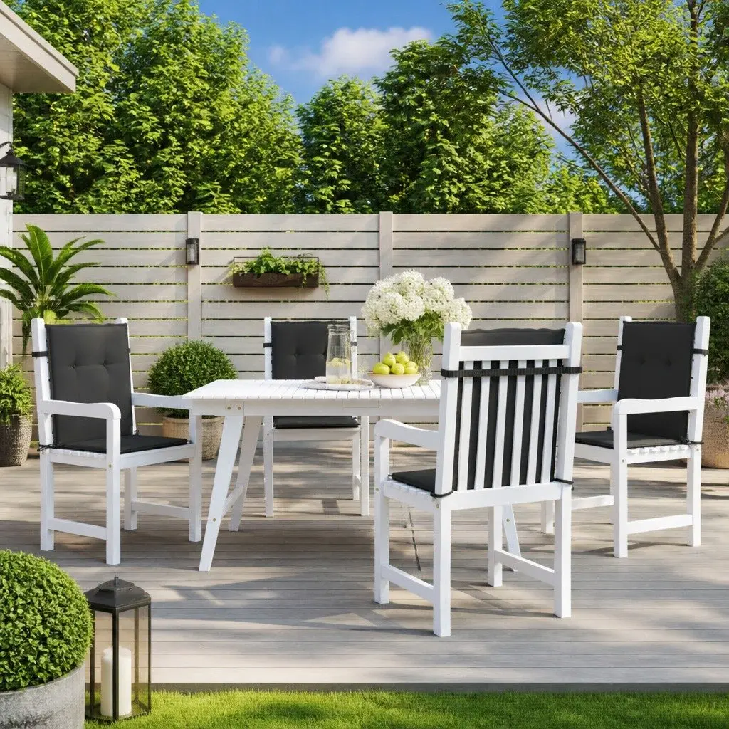Lowback Chair Cushions Black 100x50x3 cm Oxford Fabric 4 Piece Set Outdoor Indoor