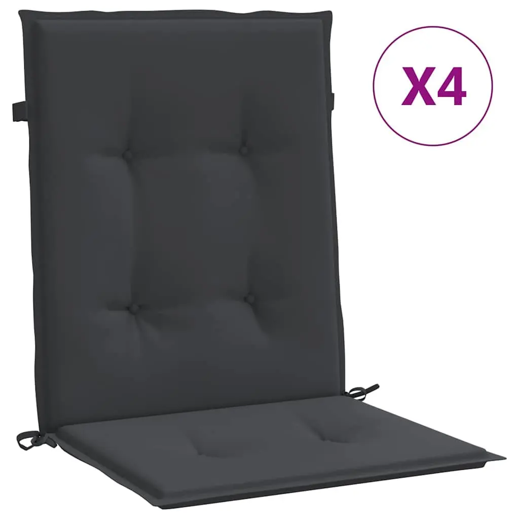 Lowback Chair Cushions Black 100x50x3 cm Oxford Fabric 4 Piece Set Outdoor Indoor