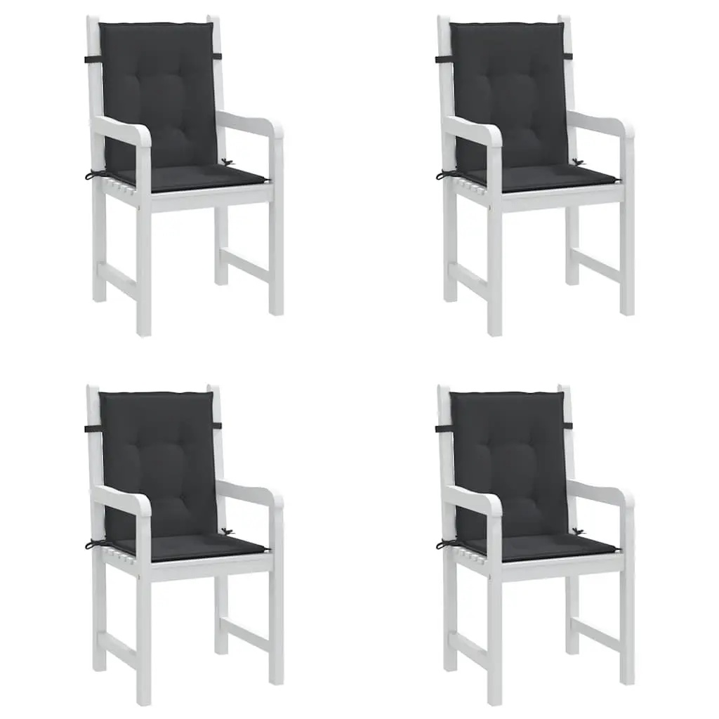 Lowback Chair Cushions Black 100x50x3 cm Oxford Fabric 4 Piece Set Outdoor Indoor