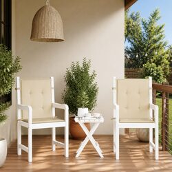 Garden Lowback Chair Cushions 2 Pack Beige 100x50x3cm Outdoor Patio Seat Pads