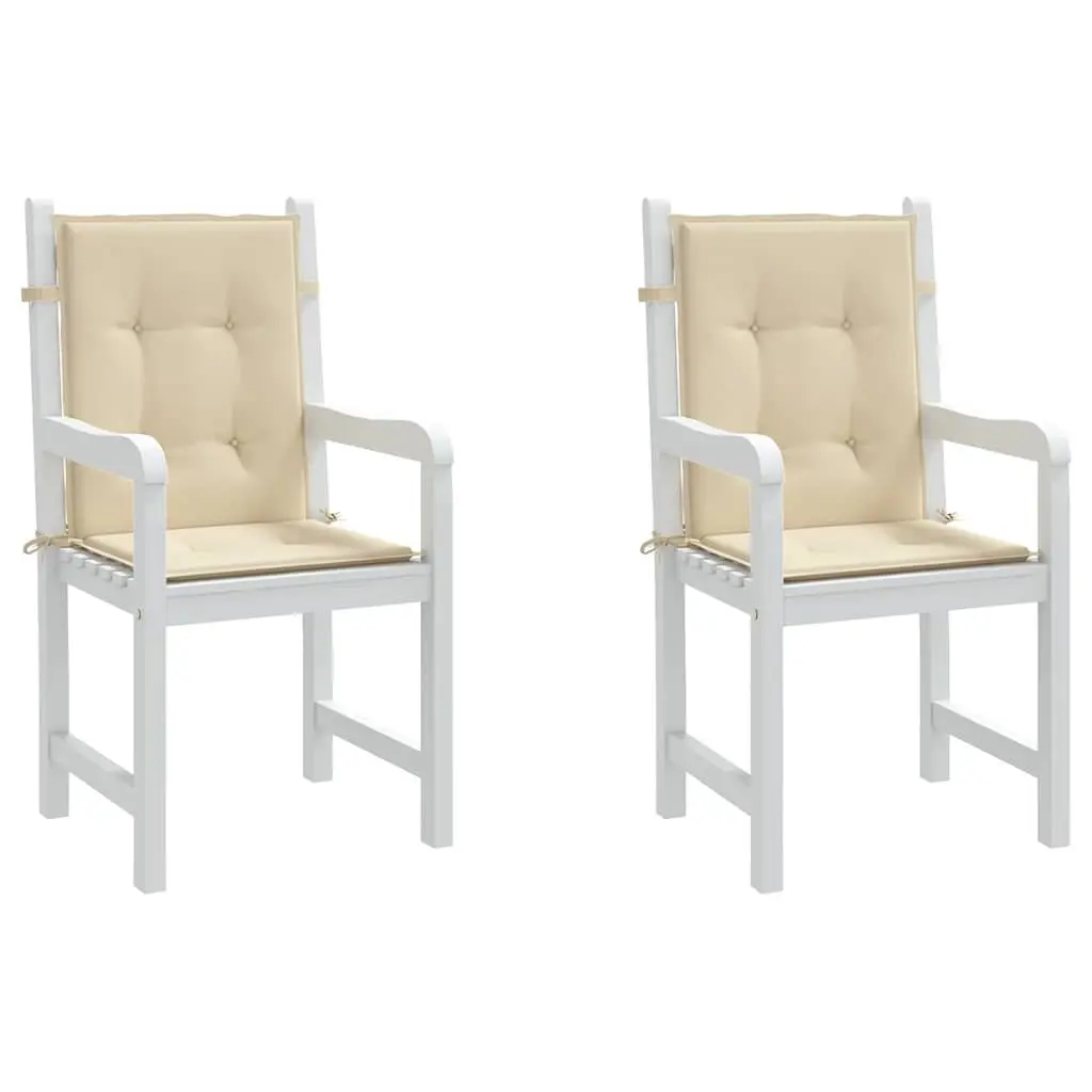 Garden Lowback Chair Cushions 2 Pack Beige 100x50x3cm Outdoor Patio Seat Pads