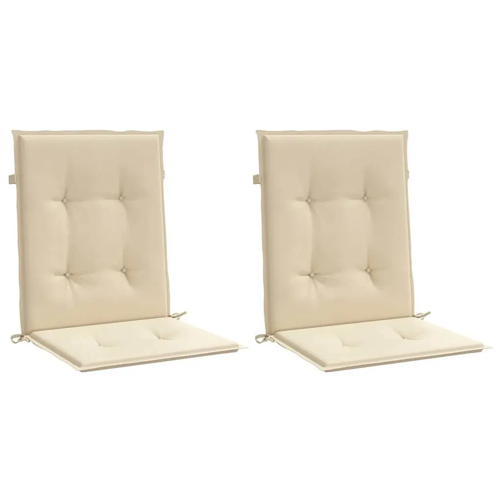 Garden Lowback Chair Cushions 2 Pack Beige 100x50x3cm Outdoor Patio Seat Pads