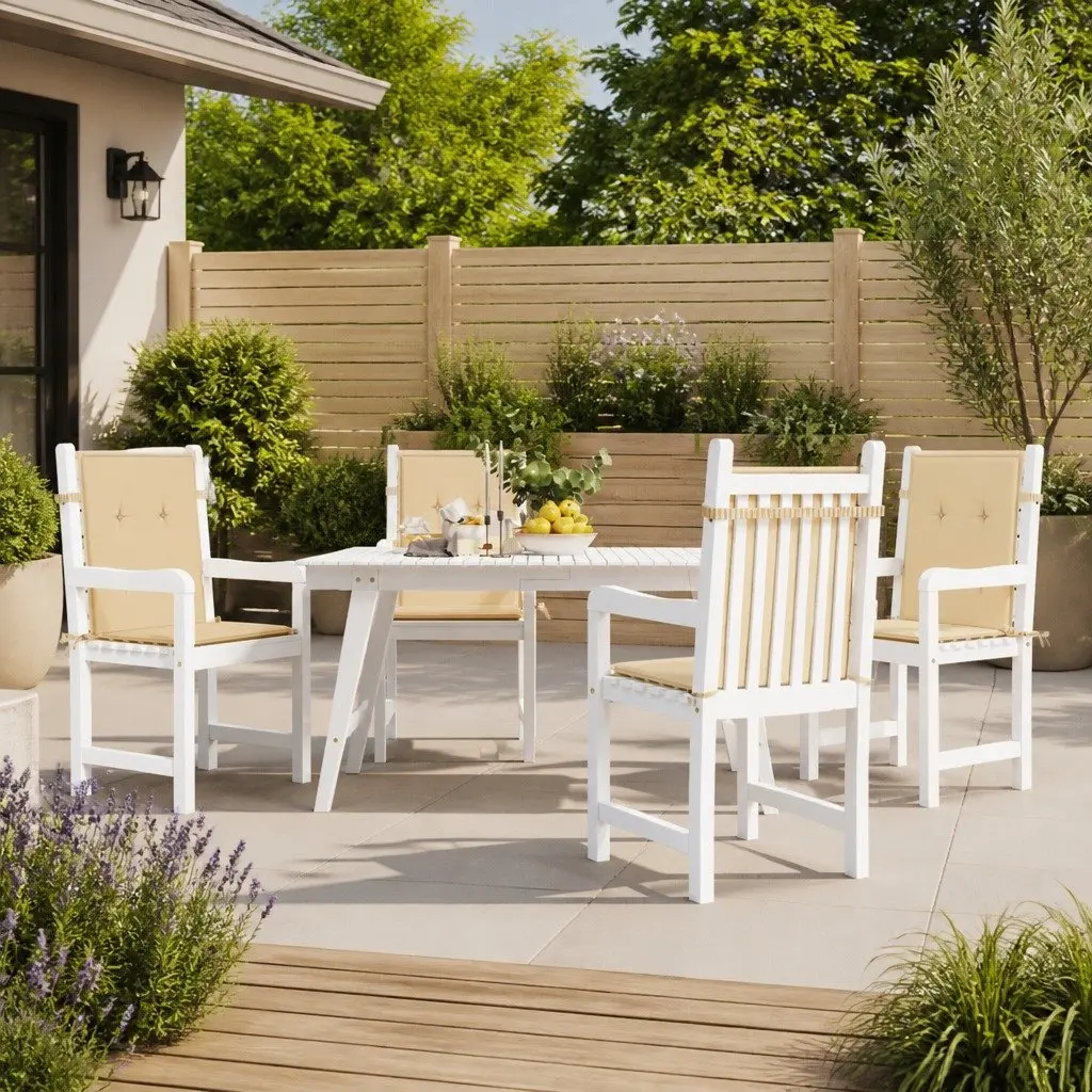 Lowback Chair Cushions Beige 4 Pack Oxford Fabric Outdoor Garden Patio Seating Pad