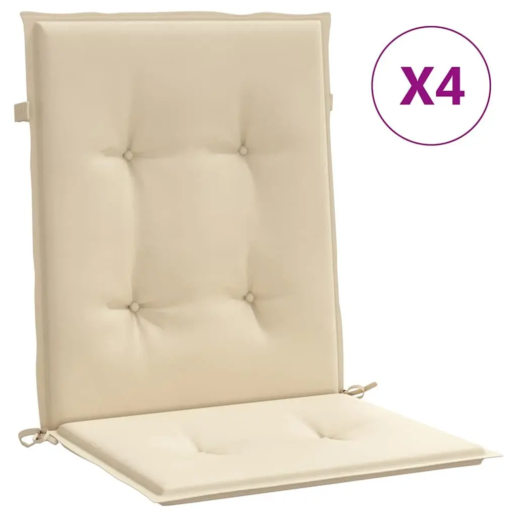 Lowback Chair Cushions Beige 4 Pack Oxford Fabric Outdoor Garden Patio Seating Pad