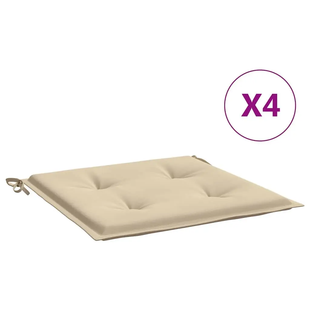 Garden Chair Cushions Beige 40x40x4 cm Soft Foam Filling Outdoor Patio Seat Pad 4 Piece