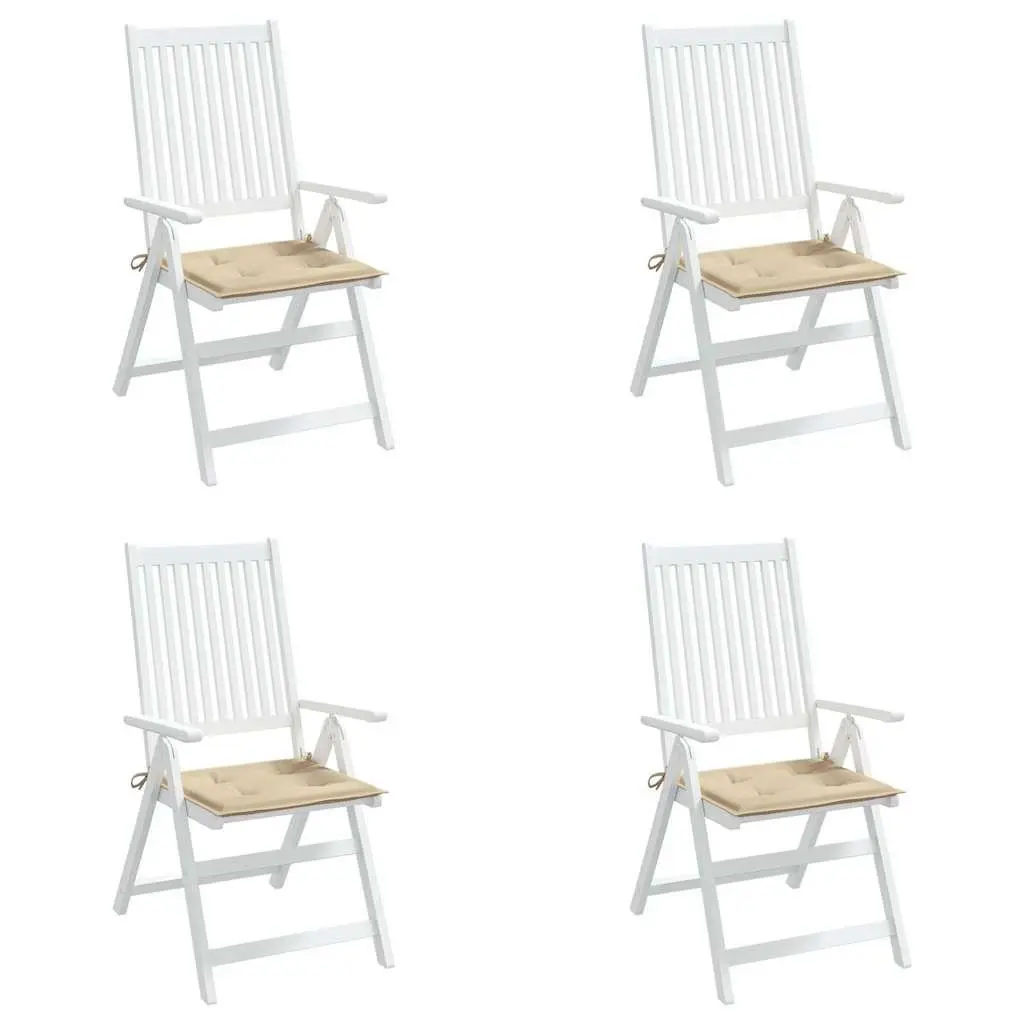 Garden Chair Cushions Beige 40x40x4 cm Soft Foam Filling Outdoor Patio Seat Pad 4 Piece