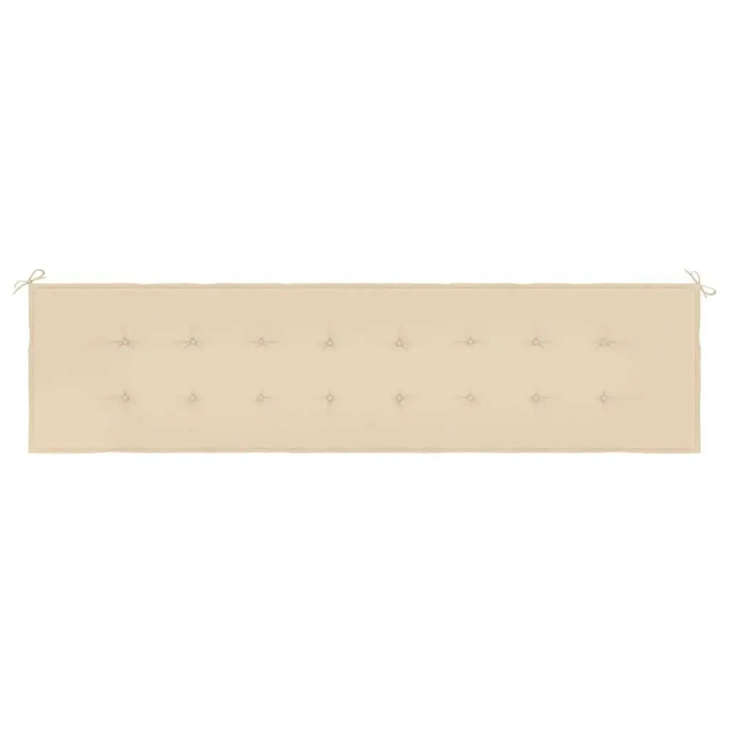 Garden Bench Cushion Beige 200x50x3cm Water-Resistant Oxford Fabric Non-Slip Ropes