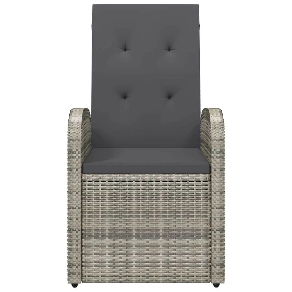 Reclining Armchairs Set Grey 2 Piece Outdoor Garden Patio Seating with Cushions
