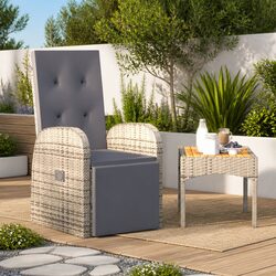 Concise Grey Outdoor Reclining Chair with Cushion