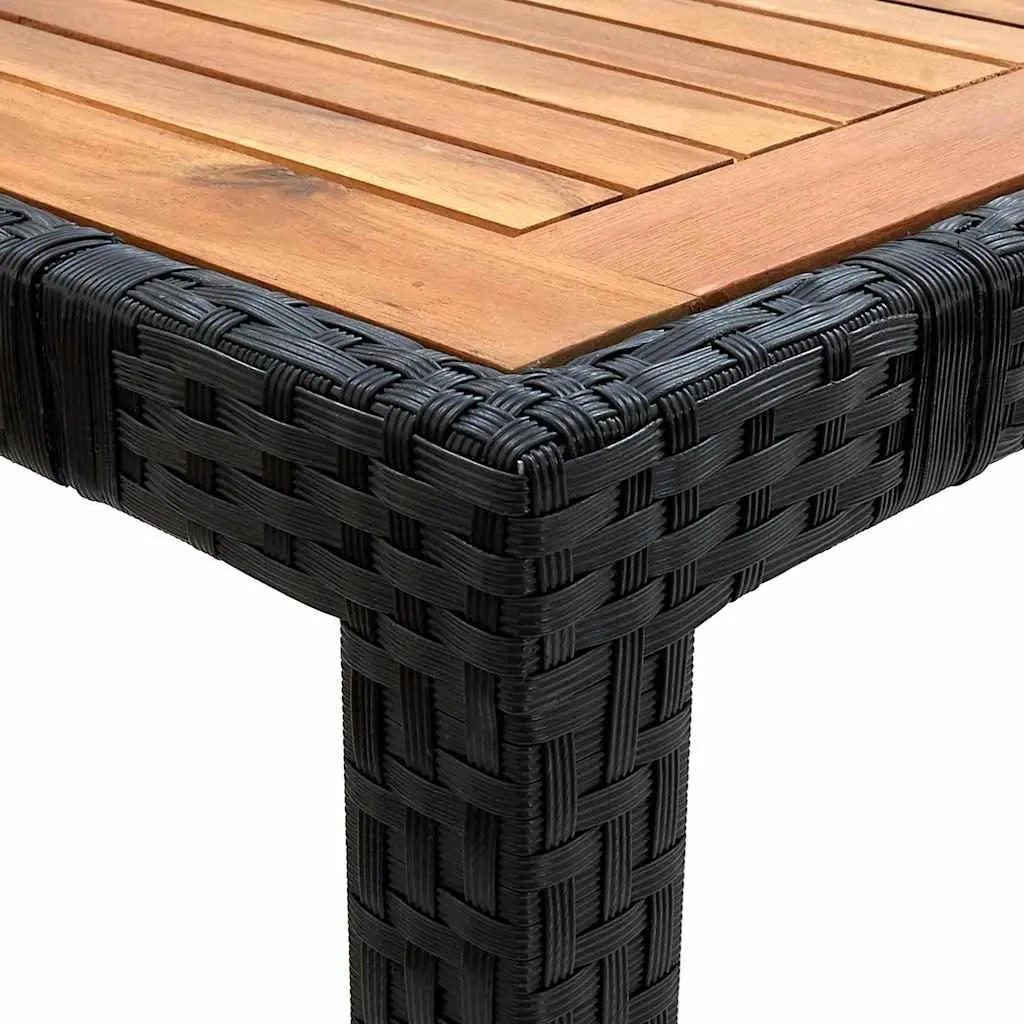Outdoor Dining Set Black 9 Piece PE Rattan Garden Table Chairs with Cushions