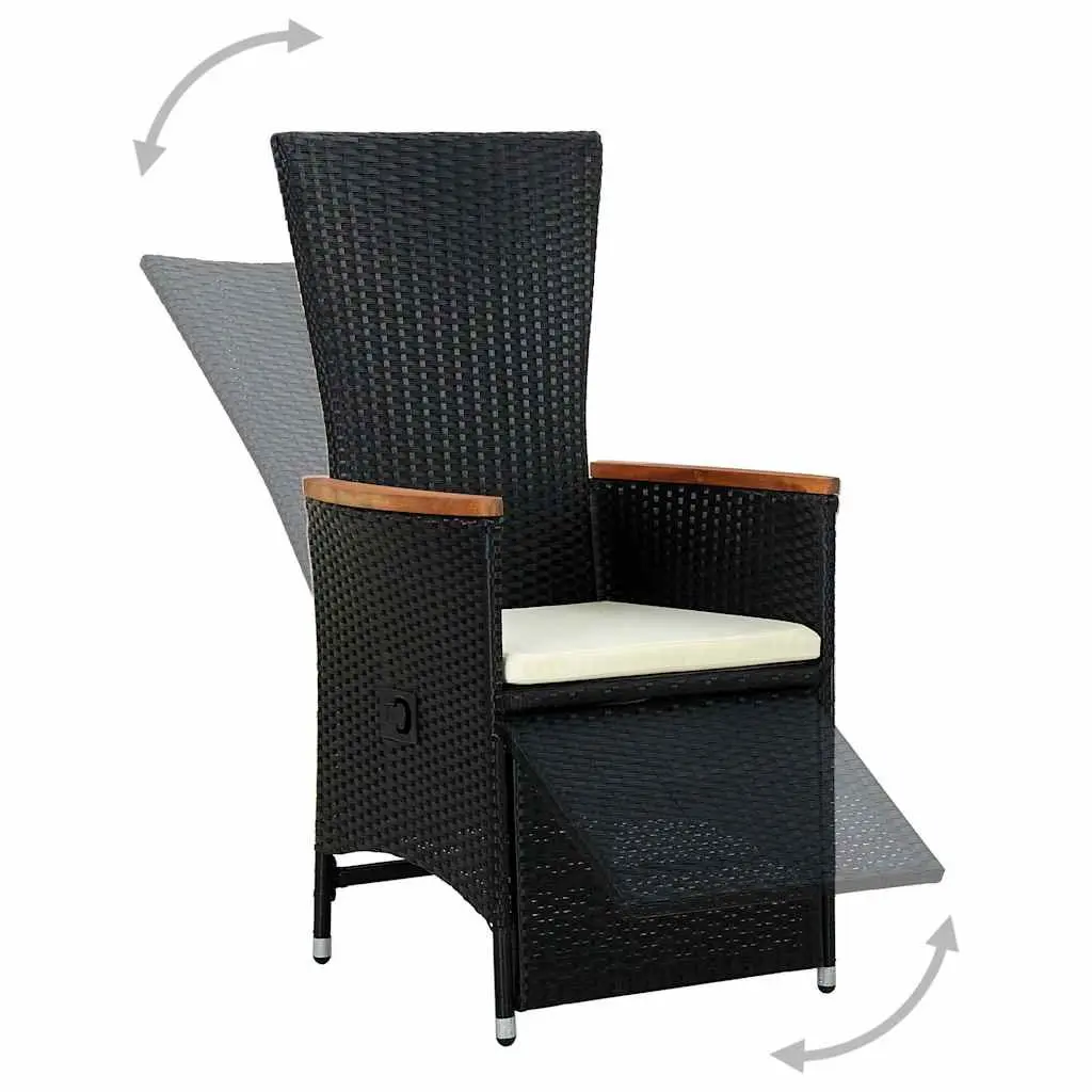 Outdoor Dining Set Black 9 Piece PE Rattan Garden Table Chairs with Cushions