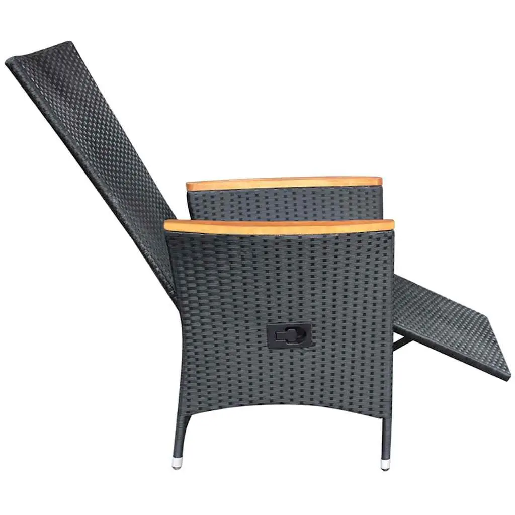 Reclining Garden Chairs Black 2 pcs Adjustable Backrest Weather Resistant with Cushions