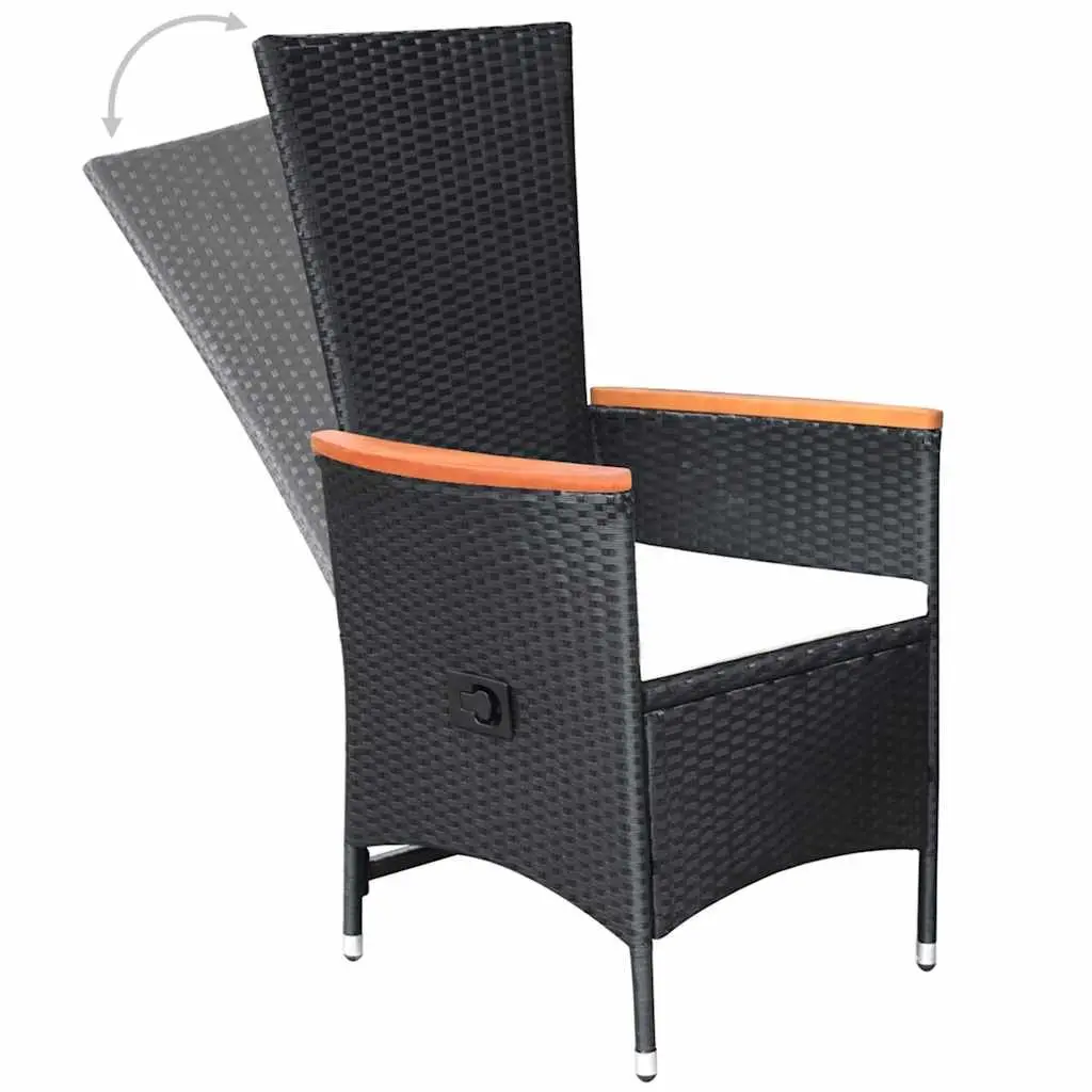 Reclining Garden Chairs Black 2 pcs Adjustable Backrest Weather Resistant with Cushions