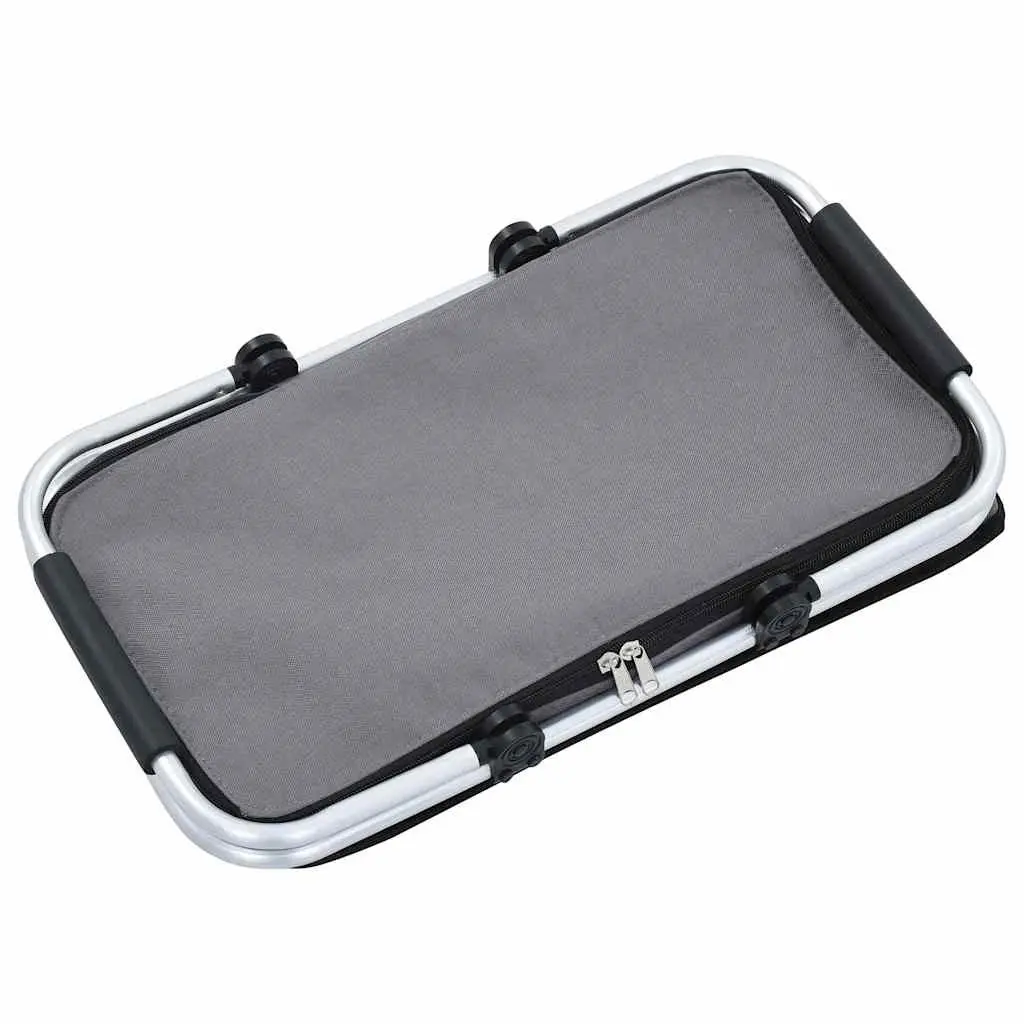 Foldable Cooler Bag Grey 46x27x23 cm Insulated Portable Food Beverage Cooler