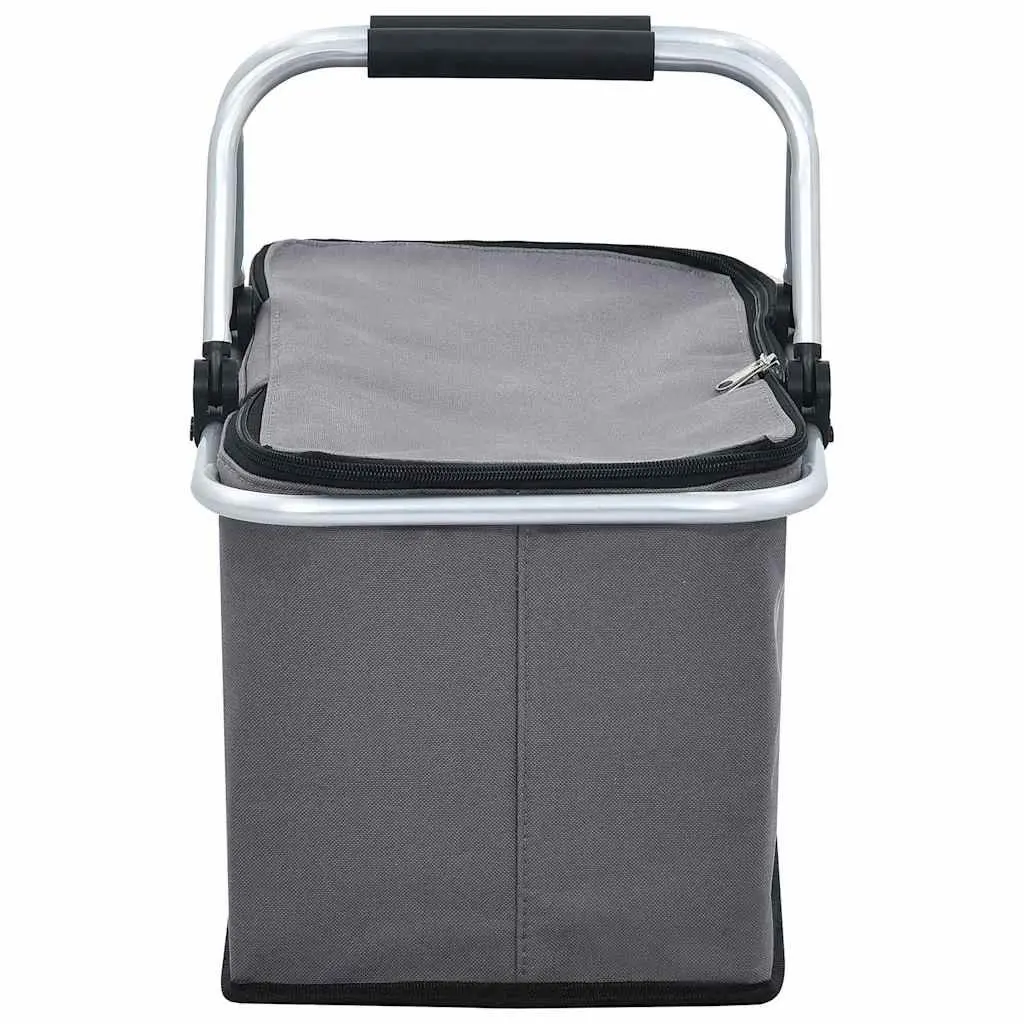 Foldable Cooler Bag Grey 46x27x23 cm Insulated Portable Food Beverage Cooler
