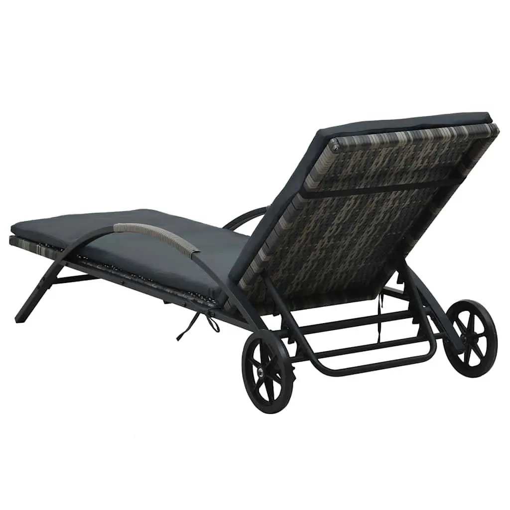 Sun Lounger Outdoor Patio Reclining Chair with Wheels Adjustable Backrest