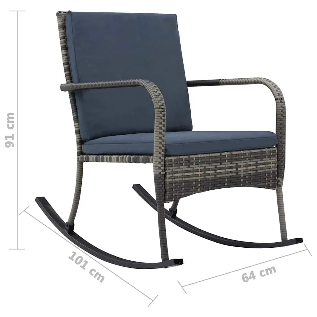 Outdoor Rocking Chair Garden Patio Seating Anthracite with Removable Cushions