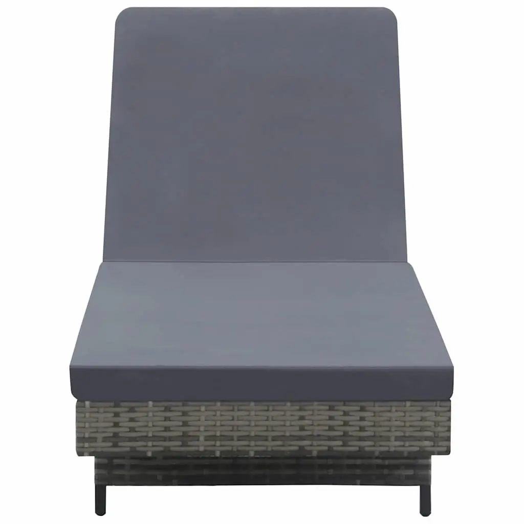Sun Lounger Anthracite Adjustable Backrest with Wheels