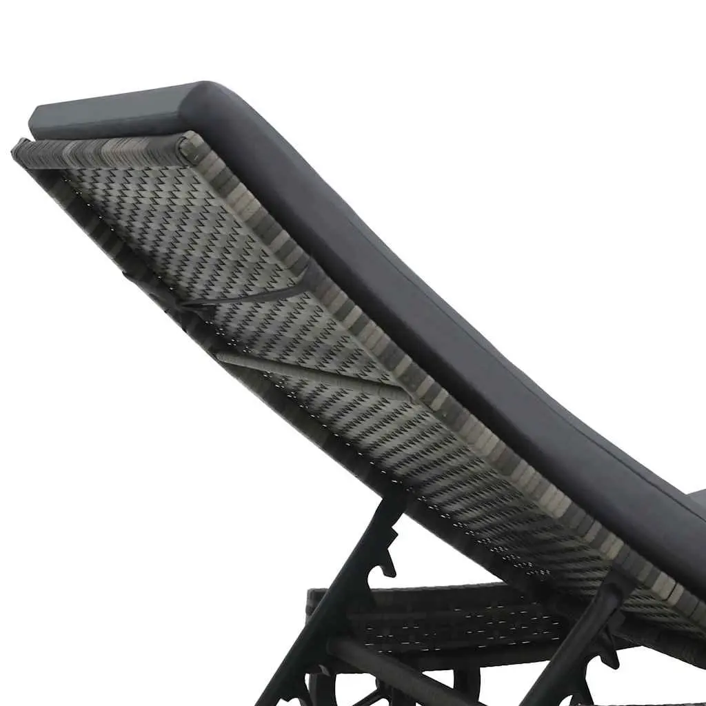 Sun Lounger Anthracite Adjustable Backrest with Wheels