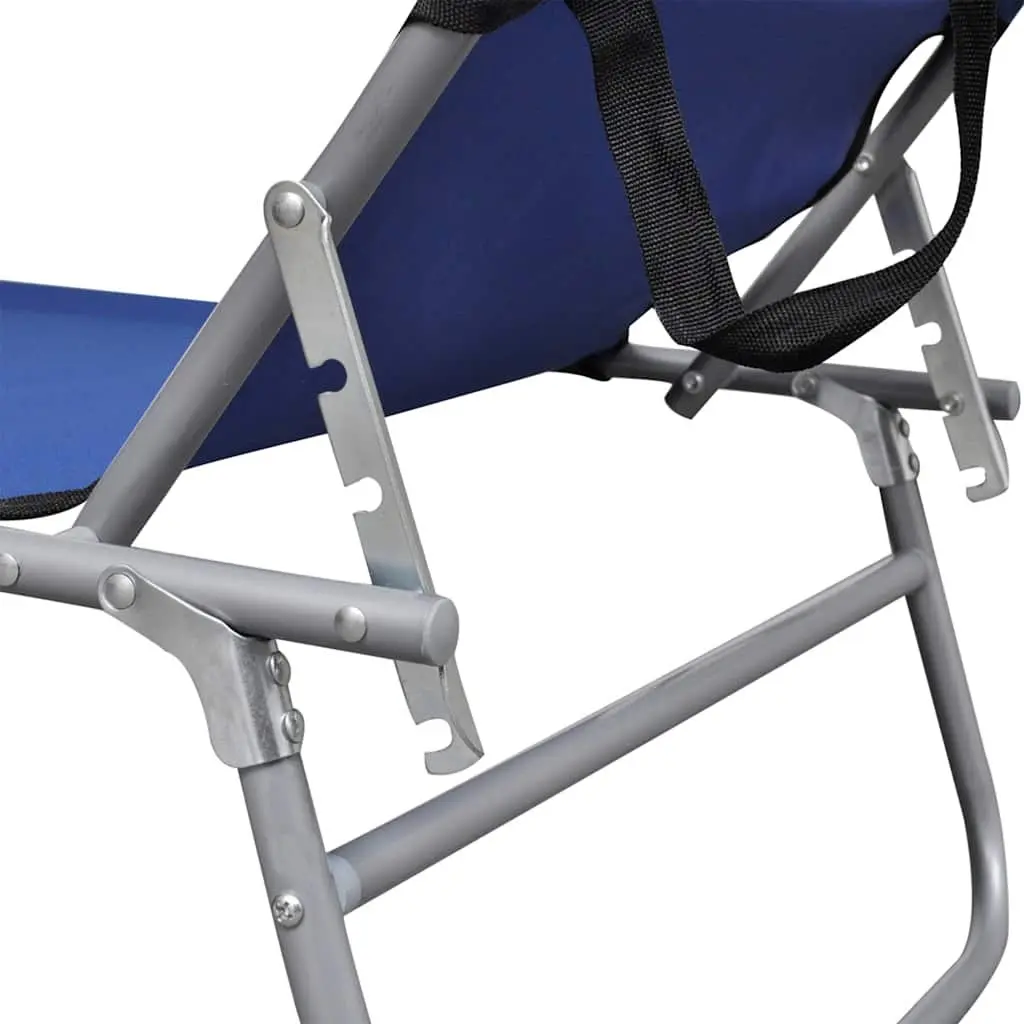 Adjustable Backrest Sun Lounger Blue Folding Canopy for Outdoor Patio Garden