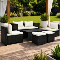 Concise 6 Piece Outdoor Lounge Set with Cushions