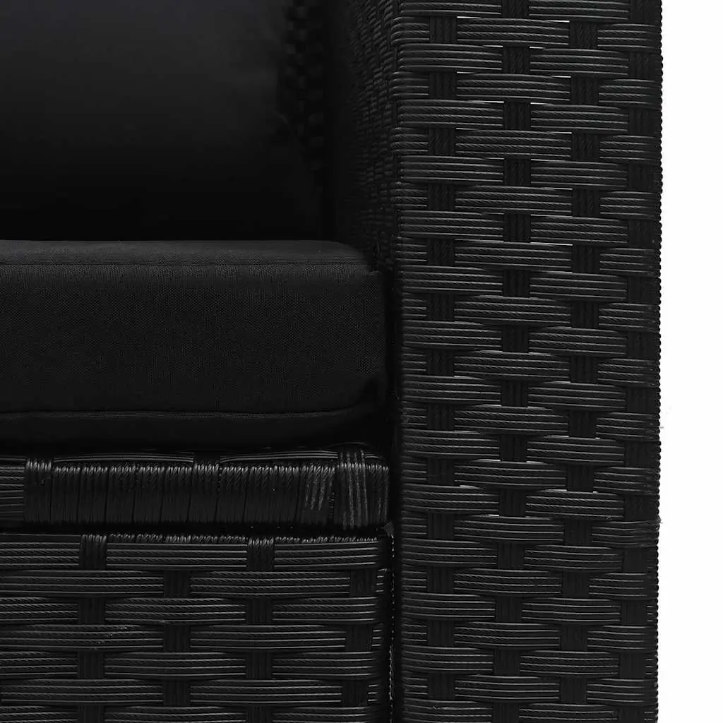 Garden Lounge Set 6 Piece Poly Rattan Outdoor Furniture Black Patio Sofa with