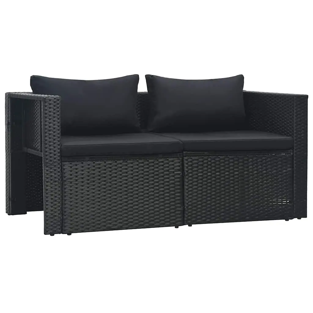 Garden Lounge Set 6 Piece Poly Rattan Outdoor Furniture Black Patio Sofa with