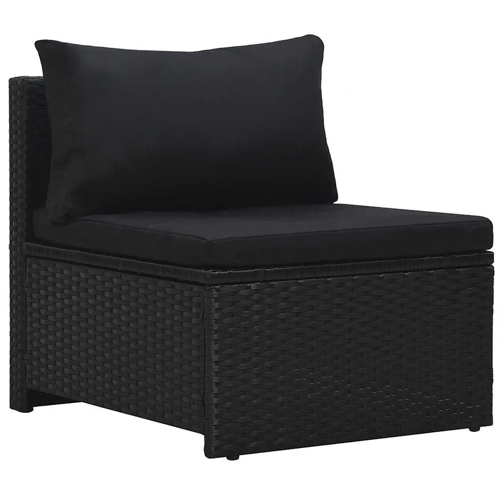 Garden Lounge Set 6 Piece Poly Rattan Outdoor Furniture Black Patio Sofa with