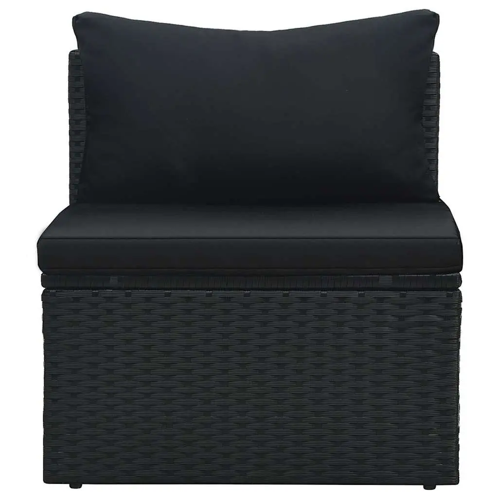 Garden Lounge Set 6 Piece Poly Rattan Outdoor Furniture Black Patio Sofa with