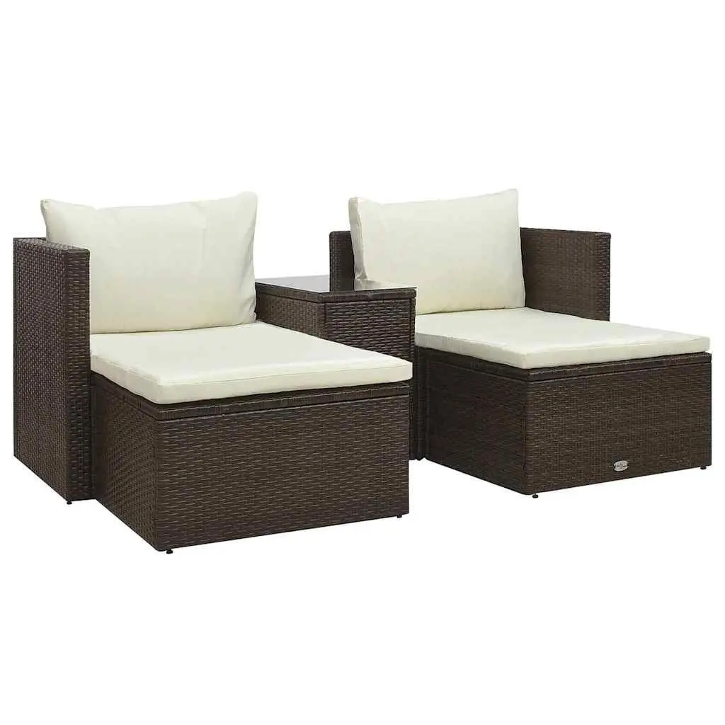 Garden Lounge Set 5 Piece Outdoor Furniture Poly Rattan Brown with Cushions