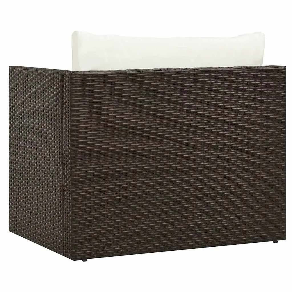Garden Lounge Set 5 Piece Outdoor Furniture Poly Rattan Brown with Cushions