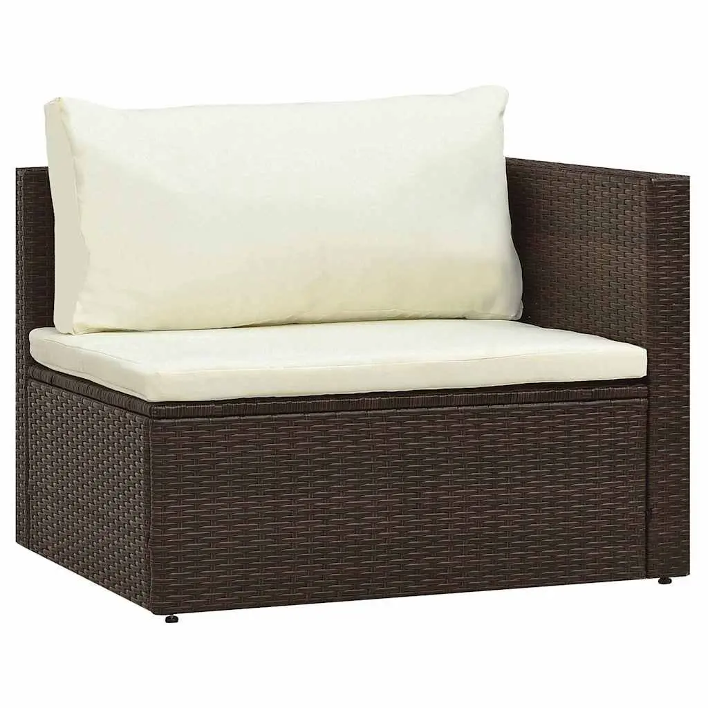 Garden Lounge Set 5 Piece Outdoor Furniture Poly Rattan Brown with Cushions