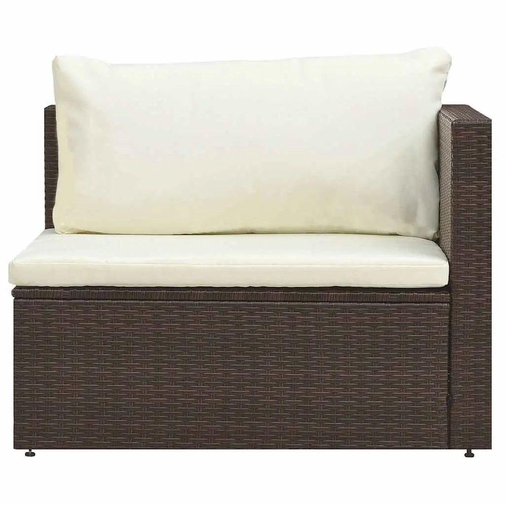 Garden Lounge Set 5 Piece Outdoor Furniture Poly Rattan Brown with Cushions