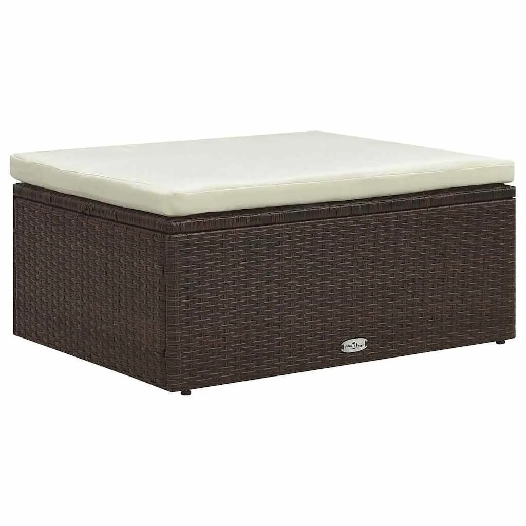 Garden Lounge Set 5 Piece Outdoor Furniture Poly Rattan Brown with Cushions