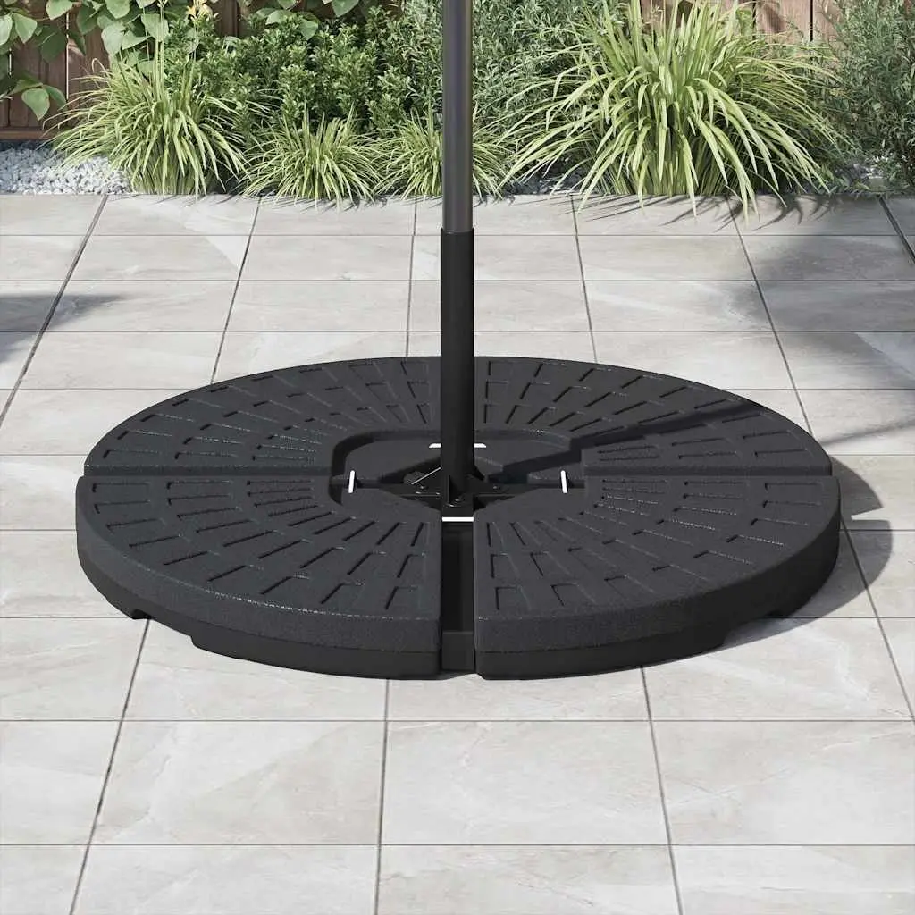 Umbrella Base Black Set of 4 Heavy Duty Water Sand Fillable Fan-shaped