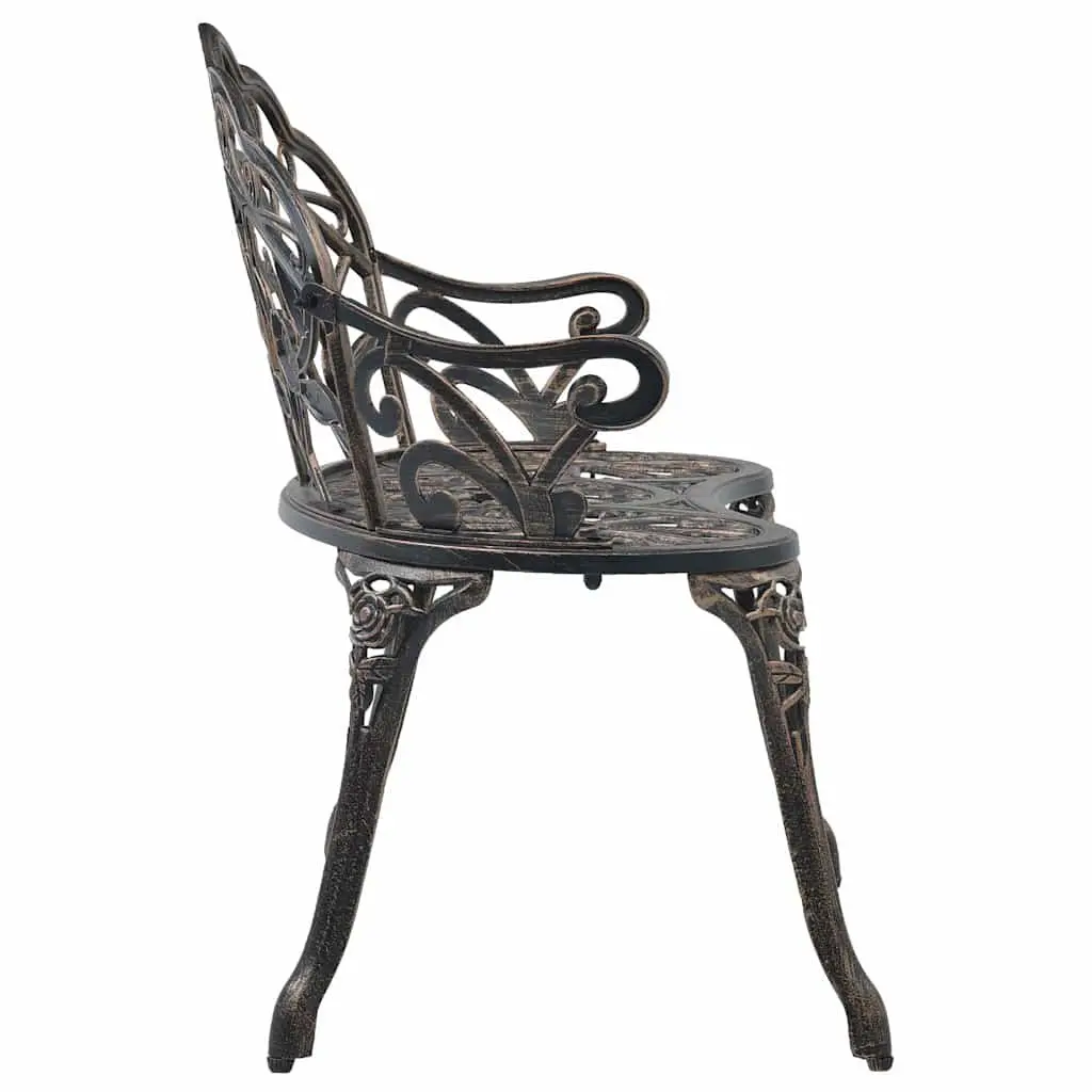 Outdoor Bench Brown 100cm Cast Aluminium Decorative Scrollwork