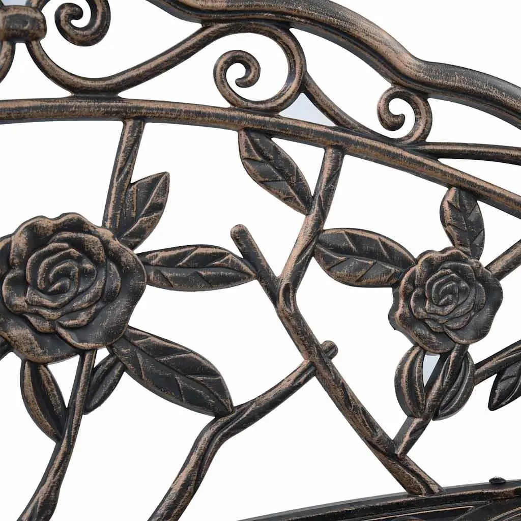 Outdoor Bench Brown 100cm Cast Aluminium Decorative Scrollwork