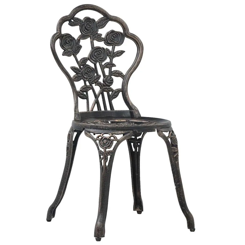 Bistro Chairs Set 2 pcs Brown Cast Aluminium Outdoor Seating Weather-resistant Durable